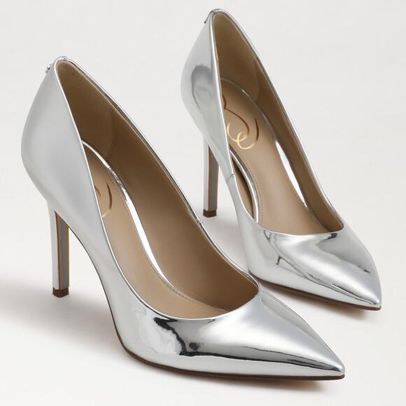 Sam Edelman Hazel Pointed Toe Pump I7270S5021 Mirrored Silver US 9.5 M Stiletto - Picture 1 of 8